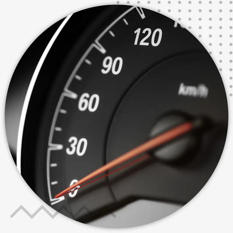 Compteur et mouvement illustrant la conversion des vitesses